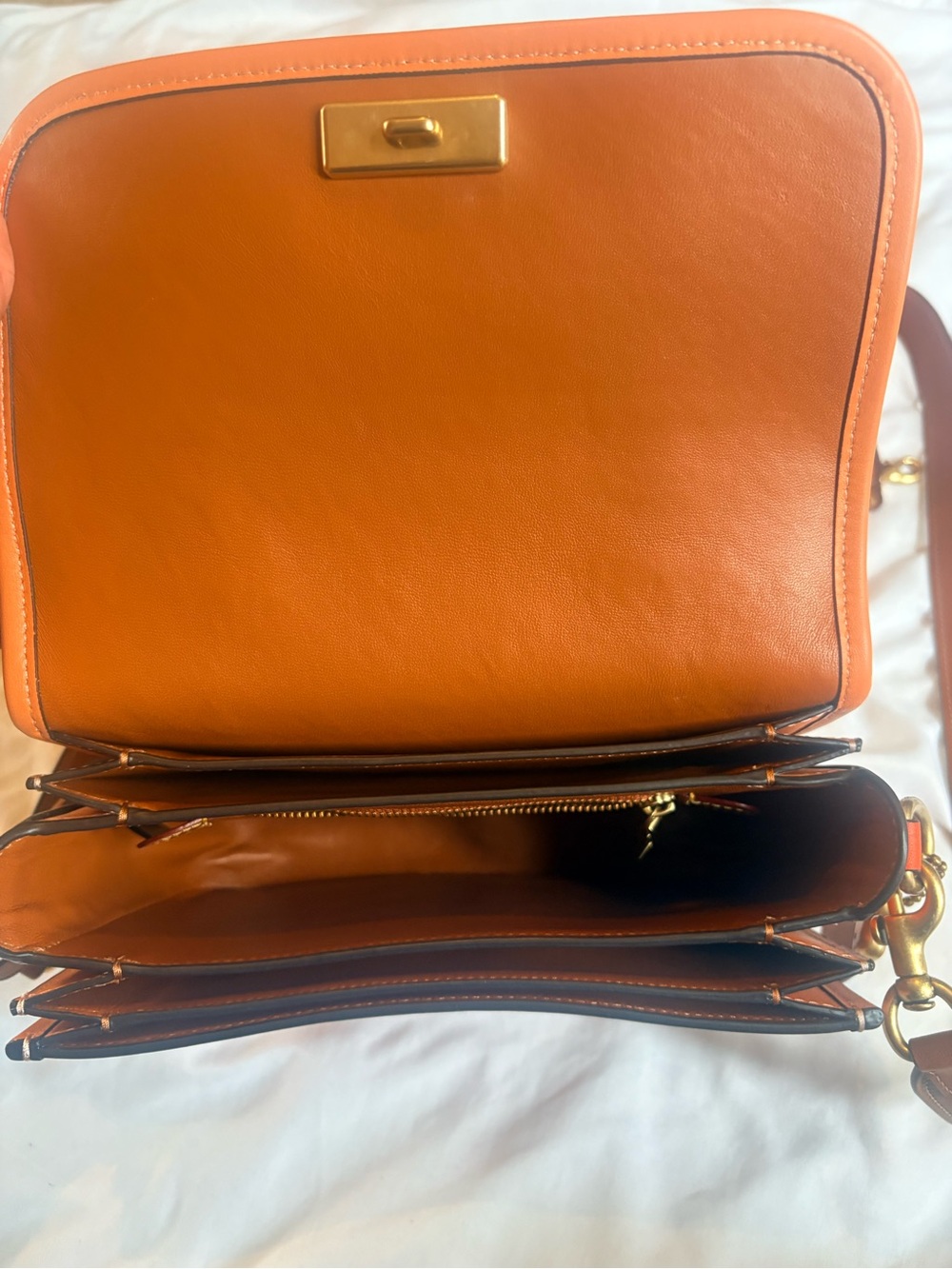 Coach Orange Leather Rogue Top-Handle Satchel with Matching Wallet - Picture 4 of 5